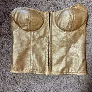 Gold Strapless Bustier Top
